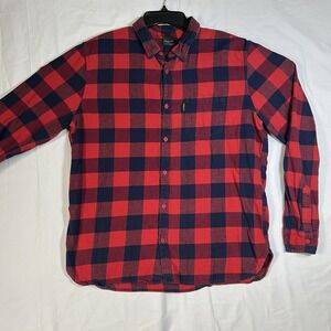 Oakley Shirt Mens Red Black Plaid Button Up Long Sleeve Flannel Large